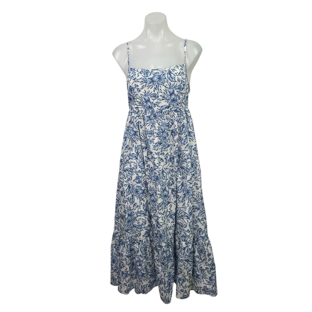 We're All Pretty Girls Blue Floral Tiered Maxi Cami Tank Flare A-Line Dress Sz M